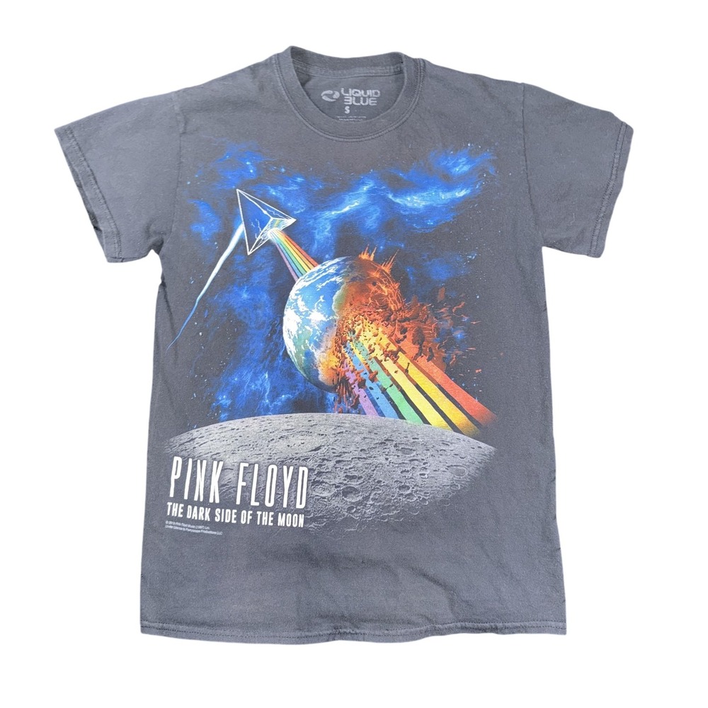 Pink Floyd Shirt Mens Small Black Dark Side of the Moon Graphic Tee Liquid Blue